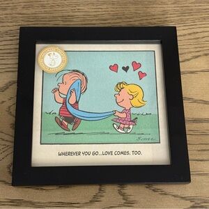 Hallmark Peanuts Linus and Sally Love Comes Too Framed Art Quote Sign